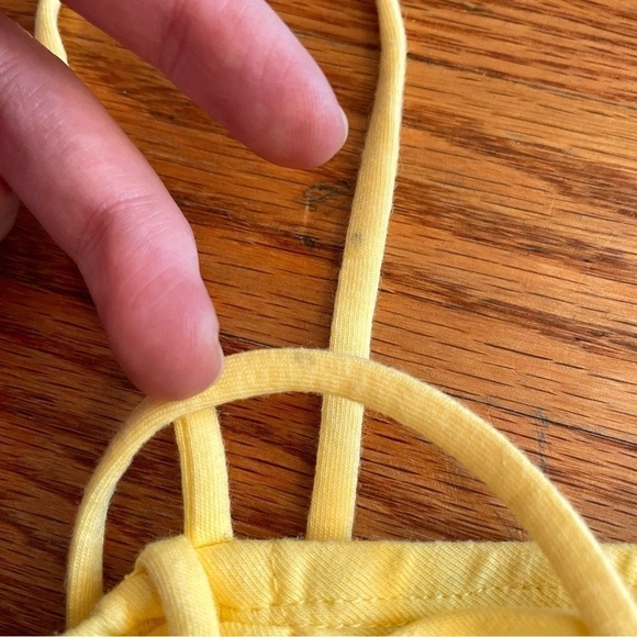 NEW NWT WILD FABLE Yellow Ruched Smocked Crop Top with Ties Bow Y2K Cotton Tank - Picture 12 of 12